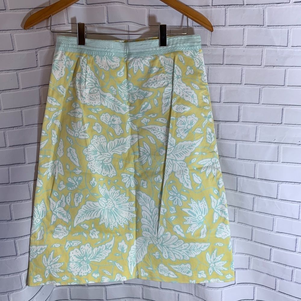 TIBI Yellow Flare Floral Cotton/Spandex Skirt Sz 2